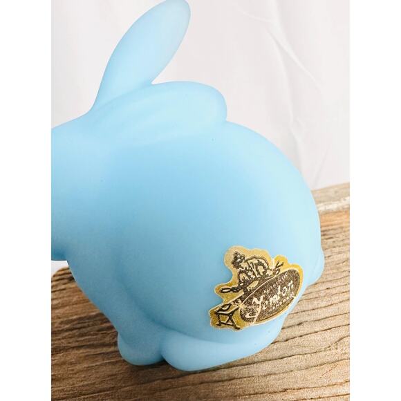 Fenton Blue Satin Glass Bunny - Picture 4 of 4